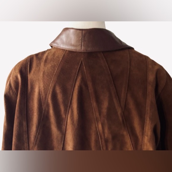 Stunning Estate Brown Leather Suede Jacket Coat Large Medium Designer 90s 80s - Picture 11 of 15